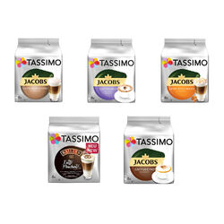 TASSIMO Kapseln Milk Range Vielfaltspaket T-Discs 40 Getränke 5 Sorten Kaffee