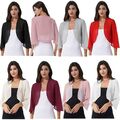 Damen Chiffon Bolero Festlich Shrug Top Kurz Jäckchen Bolerojacke Schulterjacke