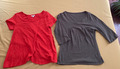 zwei T-Shirts aus Baumwolle Gr. 36 (Rot und Olivgrün)