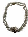 Damen Kette Collier Perlen Mit Anhänger Blume, Süßwasser Perle, Luxus, Lange