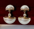 Elegant Perlen Ohrringe Ohrstecker Zirkonia Kristall 585er Gold 14K vergoldet 