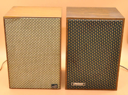2 Vintage Lautsprecher All und Summit Braun mit Stoffmuster 4 - 8 Ohm