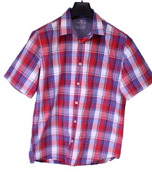 Tom Tailor Herrenhemd Hemd Kurzarm blau weiß rot kariert Gr. L regular  HH3-254