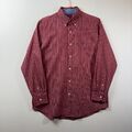 Chaps Shirt Größe M rot gestreift langärmelig Einzeltasche Brustkorb Logo Vintage Herren