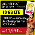 Handyvertrag Allnet Flat 10 GB LTE - SIM-Karte Handytarif für   NUR 11,99 € mtl.