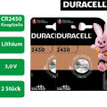 2 x Duracell Specialty CR 2450 3V Lithium Batterie Knopfzelle DL2450 im Blister