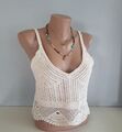 H +M Häkel Top Täger Shirt Oberteil Ibiza boho hippie Festival Gr. M beige