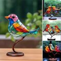 Vögel auf Zweigen Buntglasornamente Vogel Tisch Dekoration Buntglas Kunst Figur