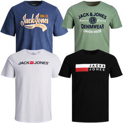 Jack Jones Herren T-Shirt 4er Pack Plus Size Übergröße 2XL 3XL 4XL 5XL 6XL 7 8XL