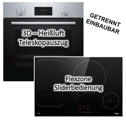 Herdset Bosch Einbau-Backofen Edelstahl mit Midea Induktionskochfeld autark 80cm