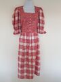 Vintage Kleid rot Baumwolle Dirnbl kariert Größe 10 12 Retro Smart Folk Knopfleiste
