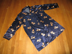 Nachthemd langarm Blau mit Herzen, Brusttasche, Brustweite 63cm, Länge a. 96 cm
