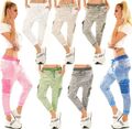 ITALY Damen Harem  Hose JogPants Cargo Baggy Boyfriend Freizeithose Glänzend