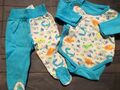 Süßes Baby Set Outfit Strampelhose & Body, Dinos, blau Gr. 62