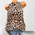 Italy Damen Top Shirt Hippie  Schleife Nacken Neckholder Tiger Muster  38 40 42