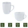 Kaffeebecher 300ml | Kaffeetassen 250ml | 6, 12, 24 & 36 Stück| Porzellan Weiß