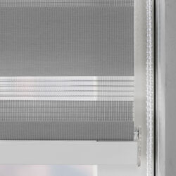 Doppelrollo Fenster Rollo Alu Blende Kettenzugrollo Grau Breite 40 bis 220 cm