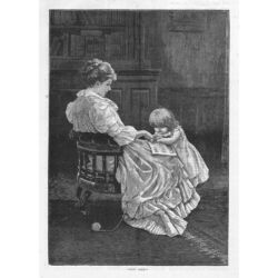 Guess Again' viktorianische Dame & Kind - antiker Druck 1883
