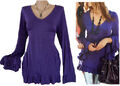 Volants Shirt -Tunika oder Mini Kleid Gr. 40/42 lila Hippie Boho 929830 Neu