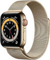 Apple Watch Series 6 [GPS + Cellular, inkl. Milanaise-Armband gold] 40mm Edels G