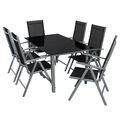Gartenmöbel Set 6 Stühle + 1 Tisch 150 x 90 cm Aluminium Sitzgruppe Essgruppe