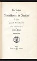Jacob Burckhardt Die Kultur der Renaissance in italien 1904 schöne frühe Ausgabe
