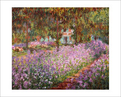 Monet - Garten bei Giverny - Bildende Kunst Giclee Druck Poster Wandkunst MIT GRENZE