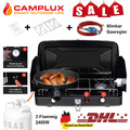 CAMPLUX 2 Flammig Campingkocher Gaskocher mit Deckel für Gasflasche Kocher Herd