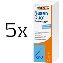 5x NasenDuo Nasenspray ratiopharm für Erwachsene 10 ml, PZN 12521543