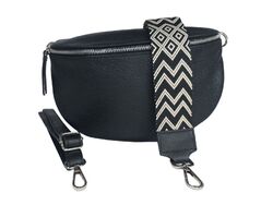 Crossbody Bag mit wechselgurt groß Damen Leder Crossbag Bauchtasche Italy XL 