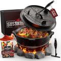 GUSSKÖNIG Gusseisen Dutch Oven Set  [5L] [9L] [12L]- Deckelheber - Rezeptbuch