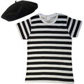Damen französisches Barett T-Shirt Kostüm: gestreiftes Kostüm Welt Party Hut Damen 