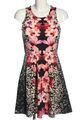 H&M A-Linien Kleid Damen Gr. DE 36 schwarz-weiß-pink Elegant