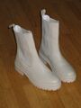 LASCANA Stiefelette Chelsea Boots Leder Chunky Sohle Gr.41 CREME Stiefel NEUw.👍