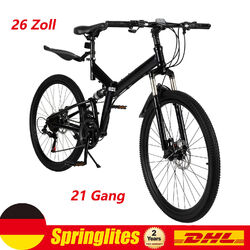26" Mountain Bike Folding Bicycle Carbon Steel Full Suspension MTB Disc Brake UK