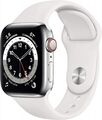 Apple Watch Series 6 [GPS + Cellular, inkl. Sportarmband weiß] 40mm Edelstahlg G