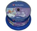 50 Verbatim Rohlinge DVD+R full printable 4,7GB 16x Spindel