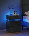 Nachttisch Nachtschrank LED Beistelltisch 3 Schubladen schwarz LET630T56
