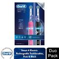 Oral-B Smart 4 elektrische wiederaufladbare Zahnbürsten, rosa & schwarz Duo Pack