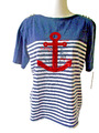 Maritimes T-Shirt mit rotem Pailletten-Anker  der Marke VITTEVEEN