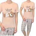 Damen Pyjama kurzarm zweiteiliger Schlafanzug; Gr. M L XL 2XL