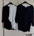 3x Damen Bluse Shirtbluse, 44 V-Ausschnitt Konvolut weiß,schwarz,navy Base Level