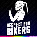 RESPECT FOR BIKERS Biker Girl Motorrad Bikerin Auto KFZ Motorsport Aufkleber