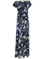 QED London  Größe M Marineblau Lang Maxikleid Kleid Kurzarm Asymmetrisch
