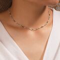 Damen Halskette Perlenkette Grün Gold Feine Kette Kettchen Geschenk für Frauen