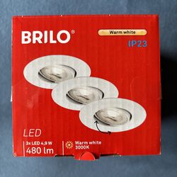 Briloner 3er Set LED Einbauleuchte weiß Ø 9 cm warmweiß  LED-Leuchte