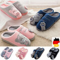 DE Damen Herren Winter Warm Kinder Pantoffeln Puschen gefüttert Katze Hausschuhe