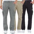 Herren Cargo Hose  100% Baumwolle Freizeithose Loose Fit Arbeitshose Regulär GA