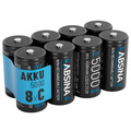 ABSINA 8x Akku Baby C 1,2V NiMH 4500mAh wiederaufladbar Batterien LR14 R14 Zelle