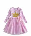 Mädchen Kleid Baumwolle Frühling gestreifte Patchwork Prinzessin Gr.122 NEU!